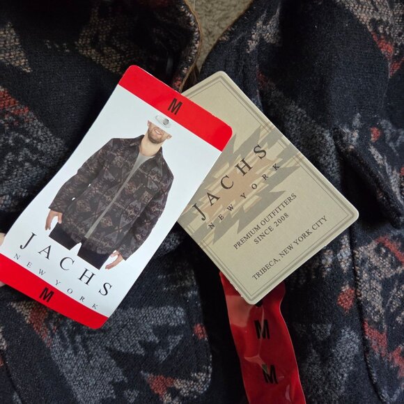 Jachs New York Jacket Aztec Wool Blend Sherpa Lined Shacket Grey Mens Medium NEW - Picture 3 of 12